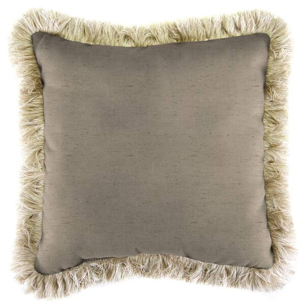 Jordan Manufacturing Sunbrella Frequency Sand Square Outdoor Throw Pillow with Canvas Fringe