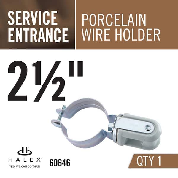 Halex - 2-1/2 in. Service Entrance Porcelain Wire Holder with Pipe Hanger