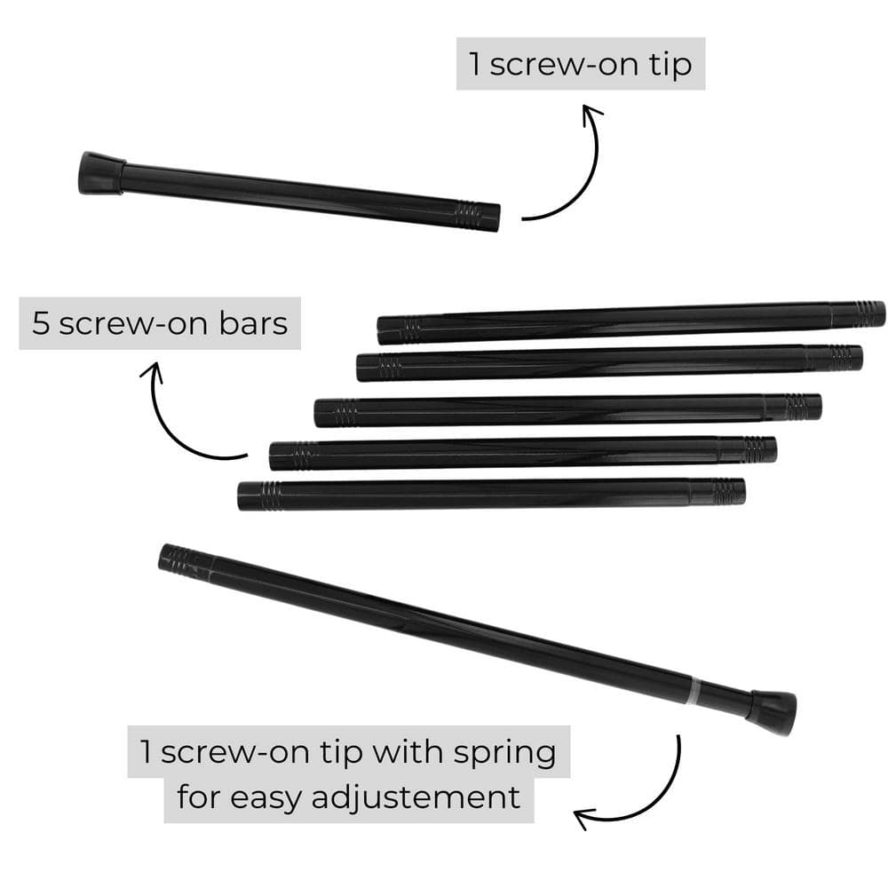 Adjustable Black Stainless Steel Tension Shower Curtain Rod