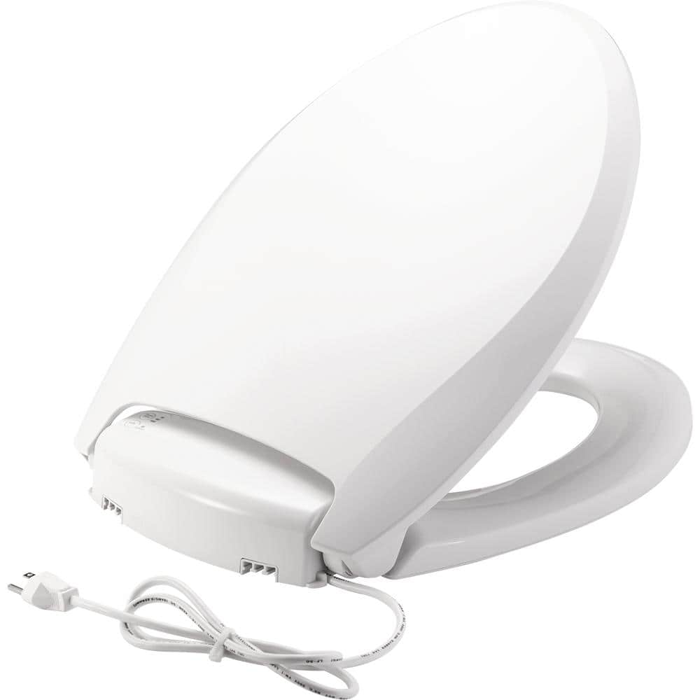 Led Night Light Lid Plastic White Heated Toilet Seat Elongated Closed Front 