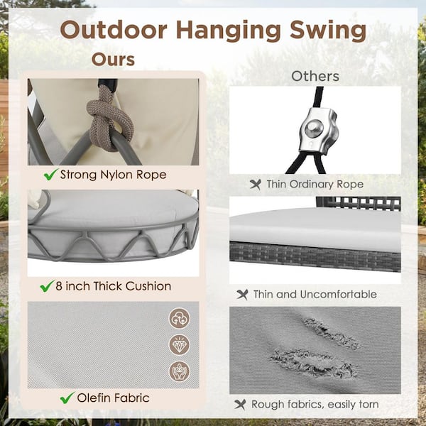 Metal Outdoor Porch Swing Chair Hanging Basket, Hanging Chair with