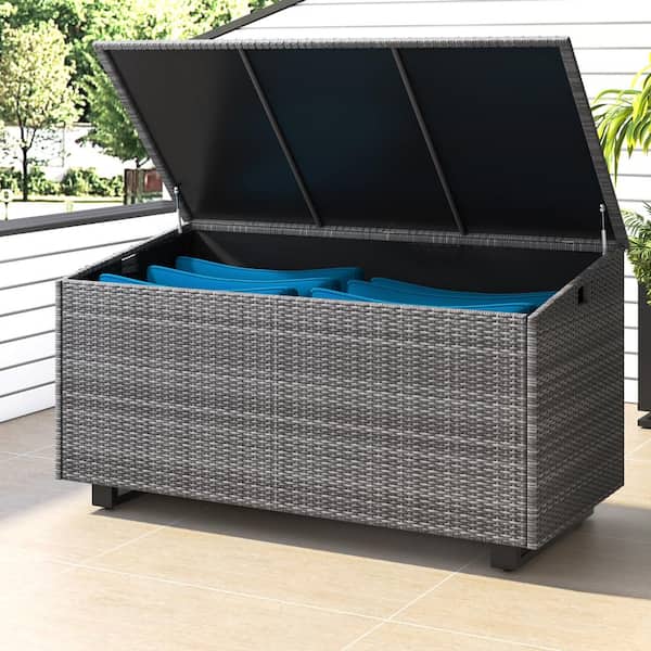 CORVUS 204 Gallon Dark Gray Resin Wicker Storage Deck Box