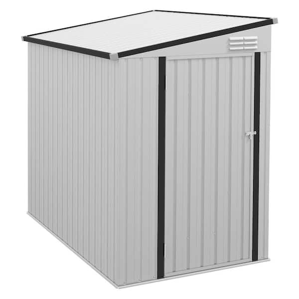 Misopily 4 ft. x 6 Metal Shed with 1-Door Storage Shed Lean to Storage Shed w/ Lockable Door & 2 Air Vents in White, (24 sq. ft.)