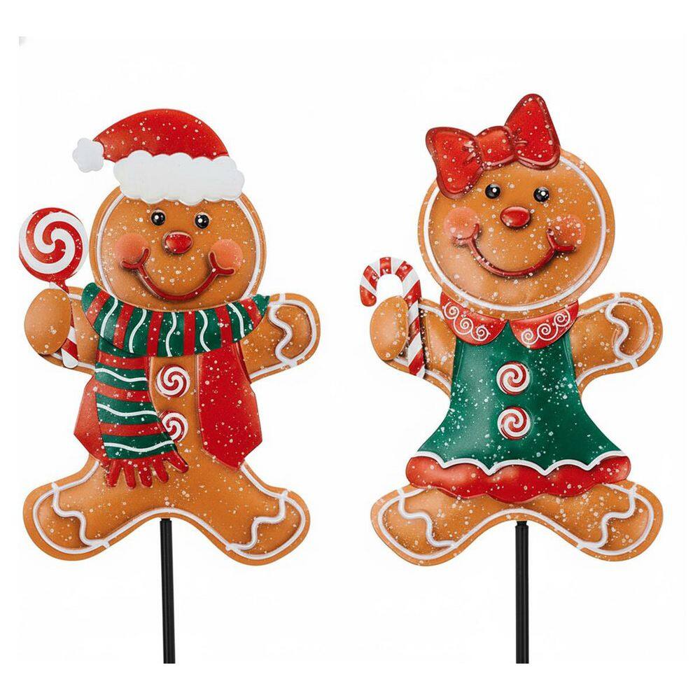 30 in. 2-Pack Metal Gingerbread Boy and Girl Christmas Yard Stakes - Waterproof Outdoor Decor price history on PriceWatchPro