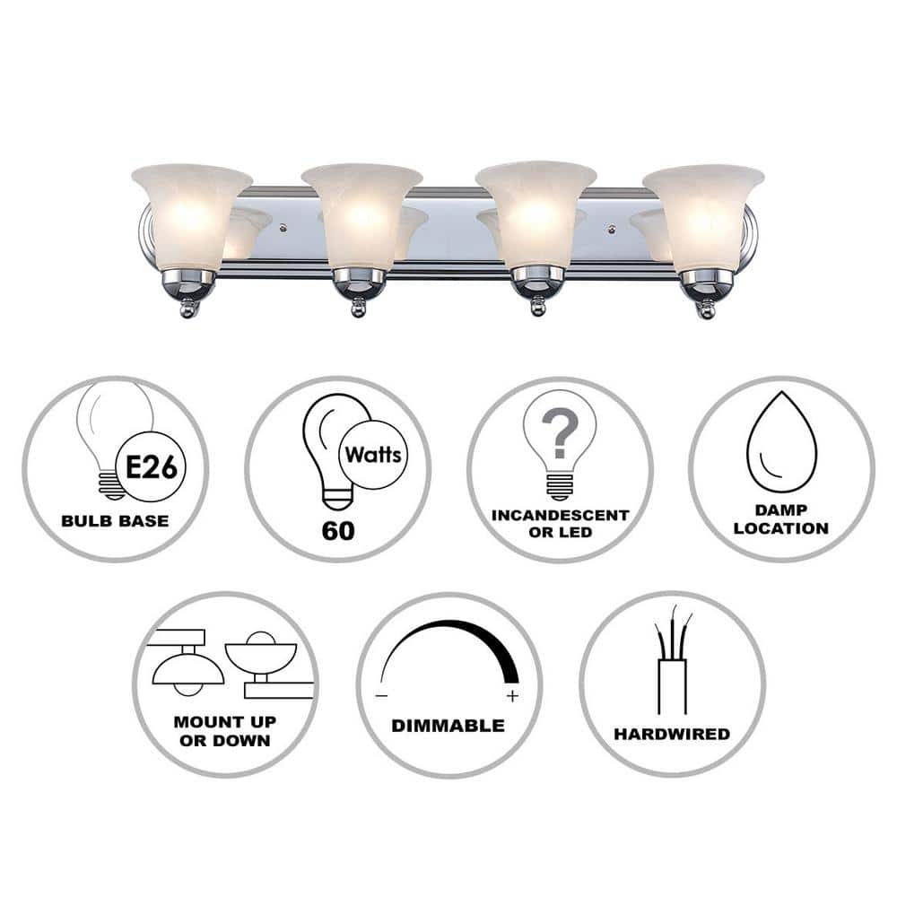 Polished Chrome Bell Shade Bathroom Vanity Light