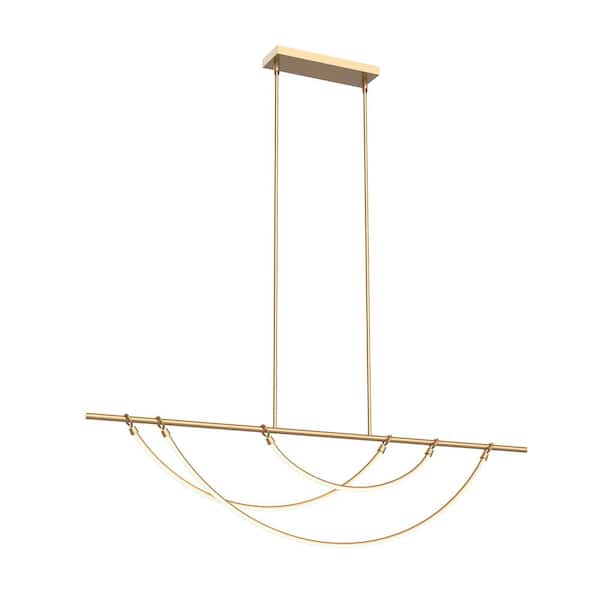 ALORA Aryas 60 in. 1 Light 48-Watt Vintage Brass Integrated LED Pendant Light