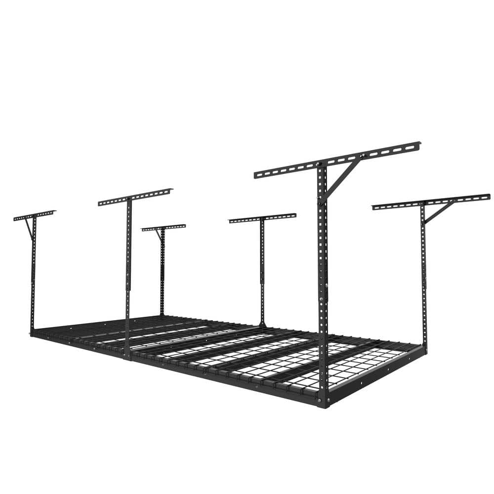 FLEXIMOUNTS Max Series 48 in. W x 96 in. D x 24 - 40 in. H Black Heavy Duty Ceiling Mounted Overhead Garage Storage Rack GR48BMAX-E - The Home Depot