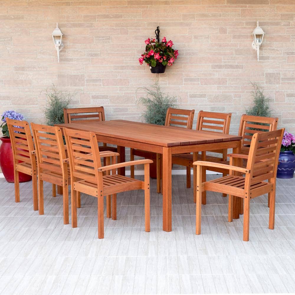 Copeland 9-Piece Eucalyptus Rectangular Patio Dining Set price history on PriceWatchPro