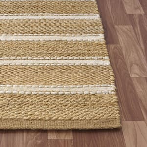 Nautical Coastal Striped Hand-Woven Indoor LR82490  Ivory 7 ft. 9 in. x 9 ft. 9 in.  Area Rug