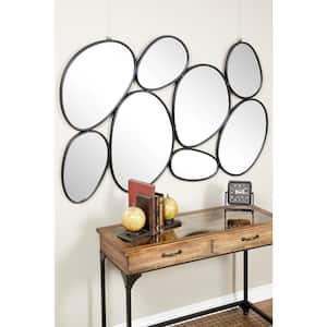 35 in. x 54 in. Bubble Cluster Oval Framed Black Wall Mirror
