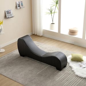 62 in. Decompression Yoga Chaise Lounge Curved Sofa PU Leisure Chair Living Room Bedroom for Stretching Relaxation