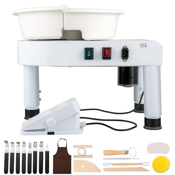 Pottery Wheel, 11in. Ceramic Forming Machine, 0-300RPM Speed, Adjustable 0-7.8in. Lift Leg, Foot Pedal, Detachable Basin