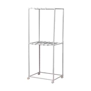 White Carbon Steel Pants Rack with Wheels, 2-Tier Metal Clothes Rack 24 in. W x 57 in. H