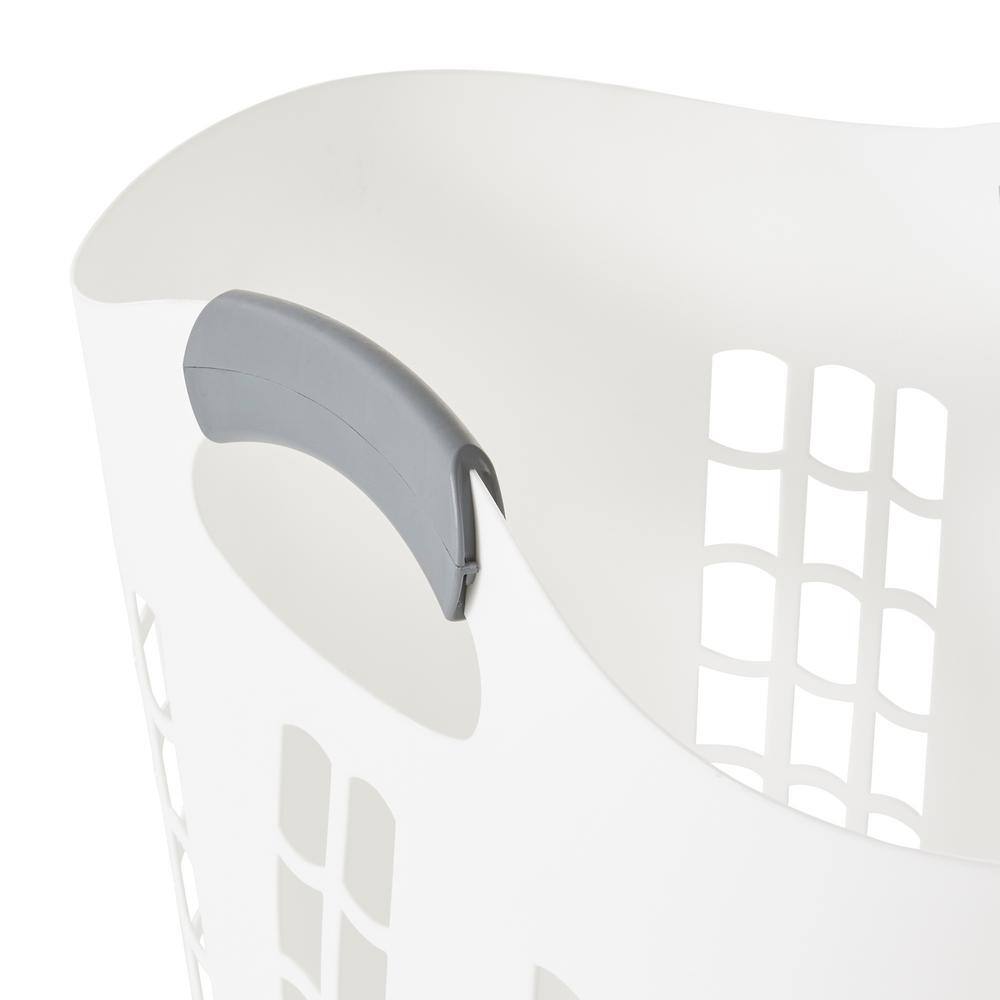 White Plastic Ventilated Upright Laundry Hamper with Handles