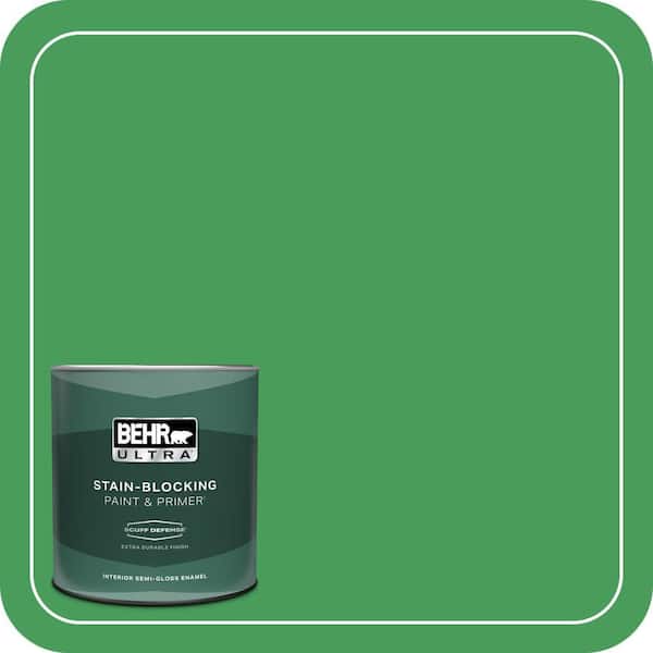 BEHR ULTRA 1 qt. #P400-6 Clover Patch Extra Durable Semi-Gloss Enamel Interior Paint & Primer