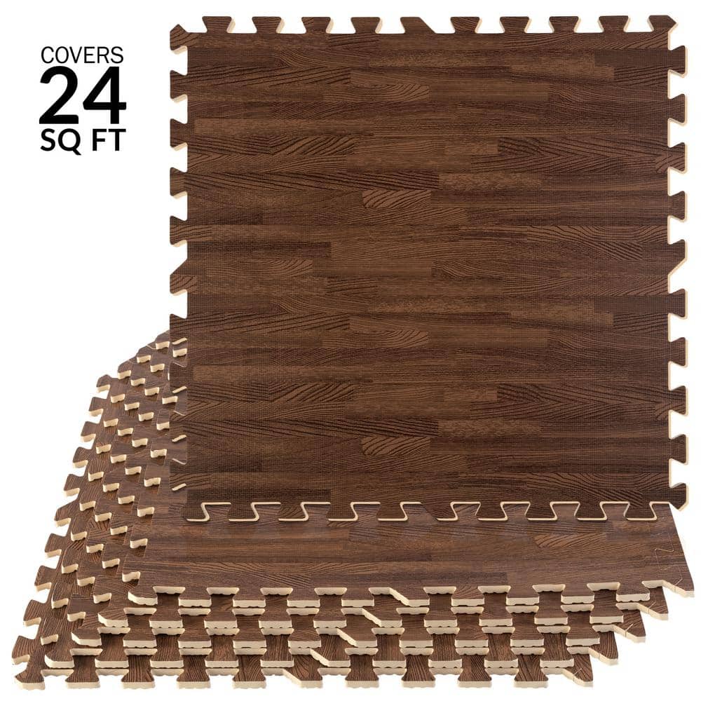 Dark Woodgrain 24 in. W x 24 in. L x 0.375 in H-Gym Interlocking Foam Floor Tiles (6 Tiles per Pack) (Covers 24 sq. ft.) price history on PriceWatchPro