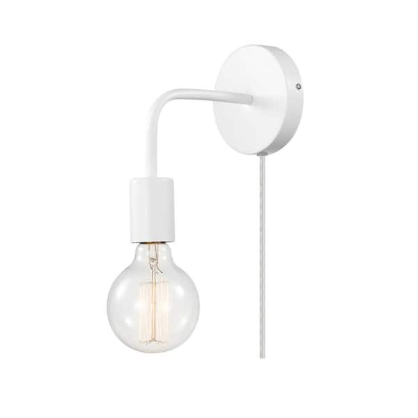 Novogratz x Globe Electric 1-Light Matte White Plug-in or Hardwire Wall Sconce 