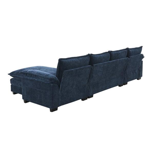 LUCKY ONE 118 in. x 55 in. Pillow Top Arm Chenille L-Shaped