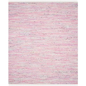 Rag Rug Light Pink/Multi 9 ft. x 12 ft. Striped Area Rug
