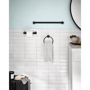 Genta 3-Piece Bath Hardware Set with 24 in. Towel Bar, Paper Holder and Towel Ring in Matte Black