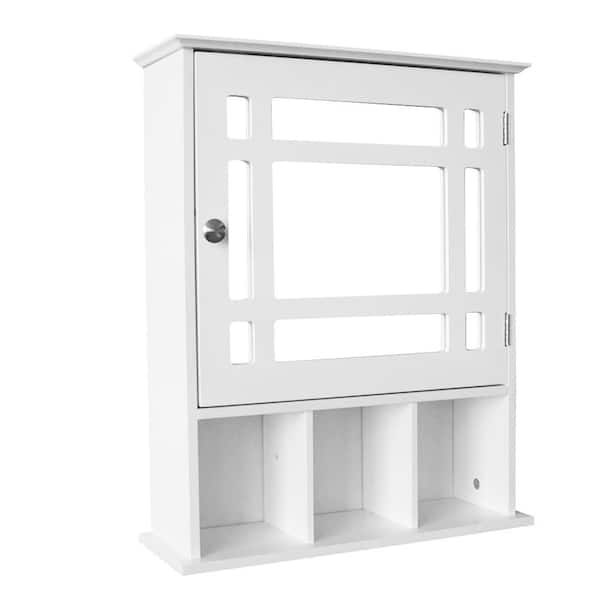 WELLFOR 20 in. W x 24 in. H x 6 in. D Bathroom Storage Wall Cabinet with 1 Glass Doors and Adjustable Shelf in White