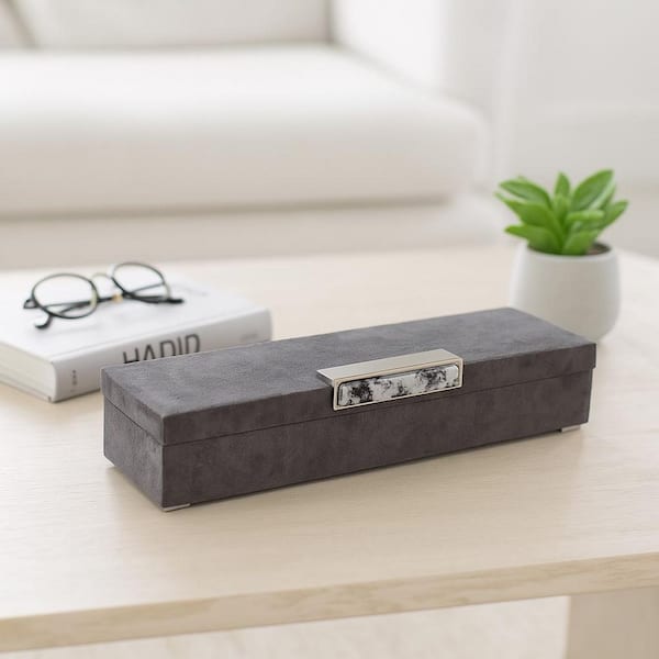 新品未使用　希少Cartier Wood box Anthracite Grey Liv & Skye Gray 18 in. x 3 in. Wood Decorative Box with Sculptural