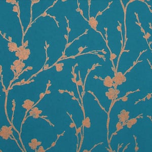 Meiying Teal Removable Wallpaper