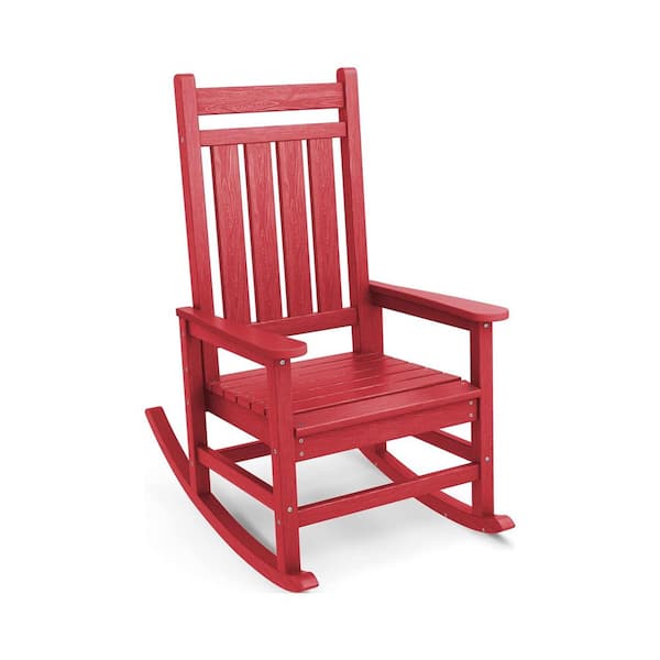 ITOPFOX Red Plastic Outdoor Rocking Chair