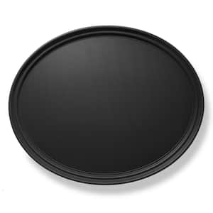 29 in. x 24 in. x 1.25 in. Oval Non-Slip Plastic Restaurant Serving Tray, Black - NSF Food Service