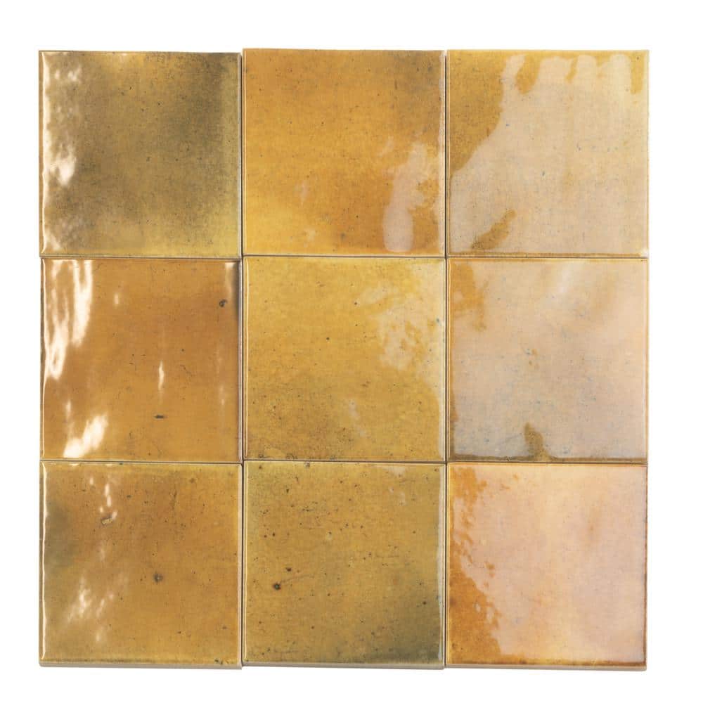 Antiek 4'' x 4'' Glossy Honey Orange Ceramic Tile