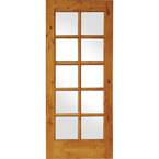 24 in. x 80 in. Rustic Knotty Alder Wood 10-Lite Clear Tempered Glass TDL Stainable Interior Door Slab