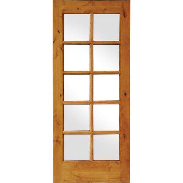Krosswood Doors 24 in. x 80 in. Rustic Knotty Alder 10Lite Clear Glass