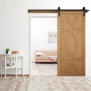 30 in. x 84 in. The Hollywood Sands Wood Sliding Barn Door with Hardware Kit in Stainless Steel