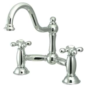 Restoration Bridge 8-in. Widespread 2-Handle Bathroom Faucet in Chrome