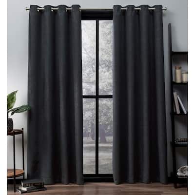Blackout Charcoal Curtains Window Treatments The Home Depot Blackout Charcoal Curtains Window