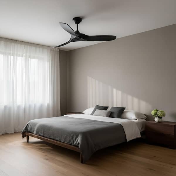 Maverick Smart 44 in., Indoor/Outdoor Midnight Black Modern Downrod Mount Ceiling Fan with Remote Included