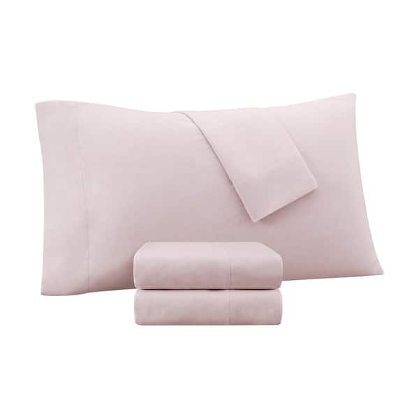 Serta Supersoft 4-Piece Dusty Pink Solid Polyester Queen Washed Cooling Sheet Set