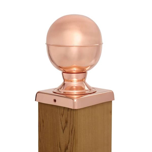 4 in. x 4 in. Copper Ball Top Slip Over Fence Post Cap
