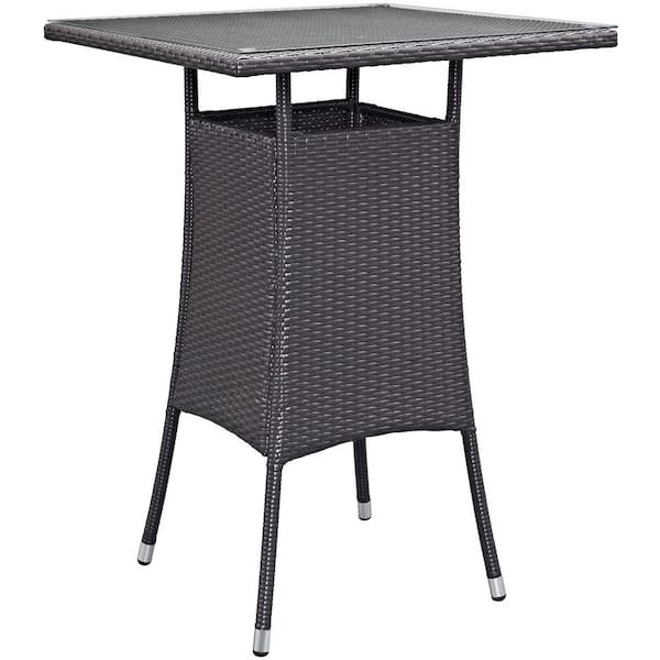 MODWAY Convene Small Patio Wicker Bar Height Outdoor Dining Table in Espresso