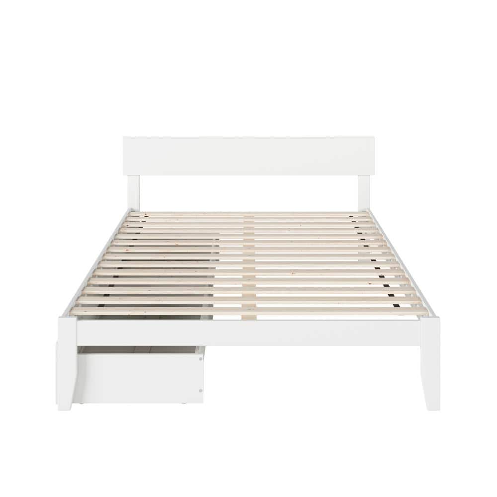 Boston White Queen Platform Bed with Storage Drawers