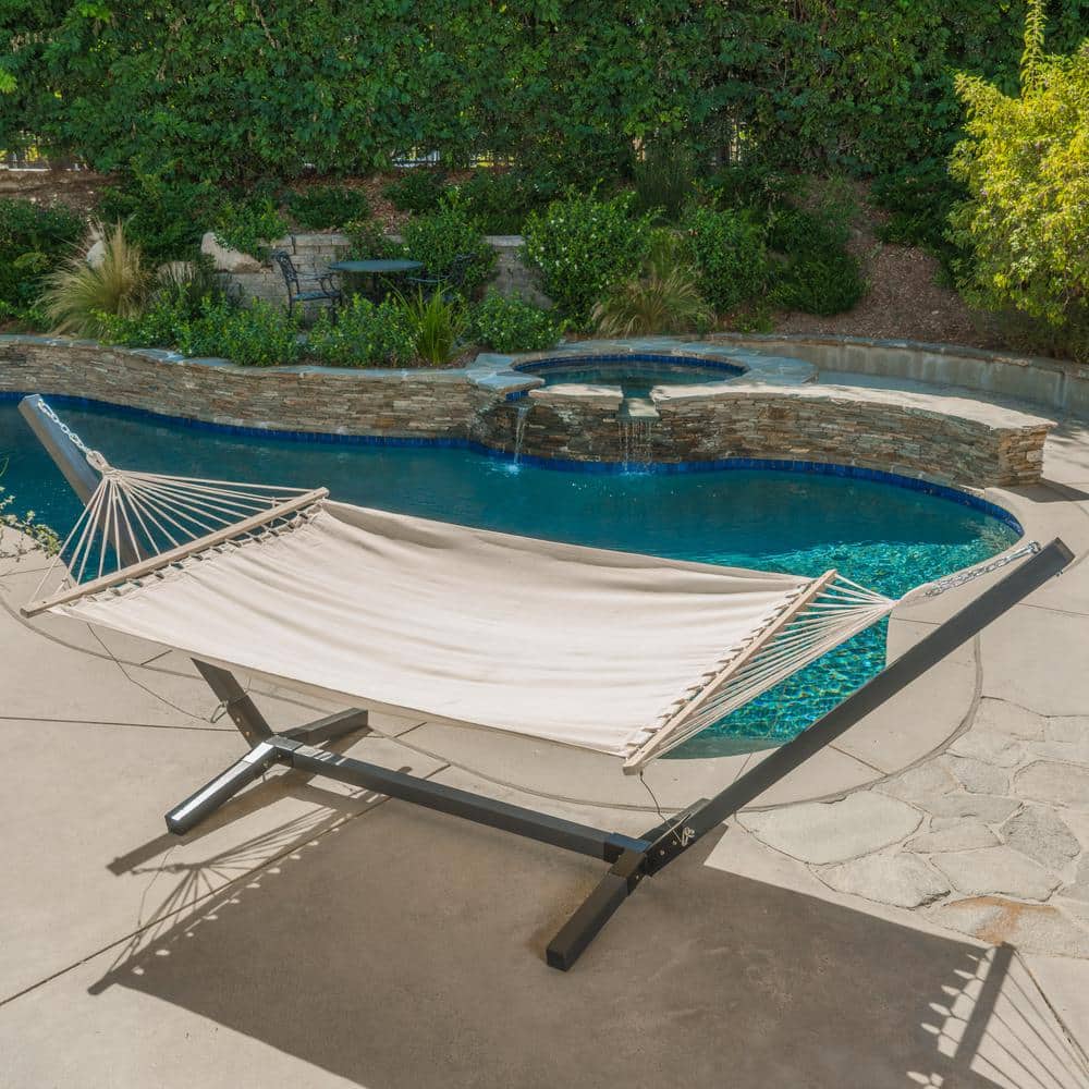 Noble House Aspen 13.5 ft. Portable Quilted Hammock Bed with Stand in