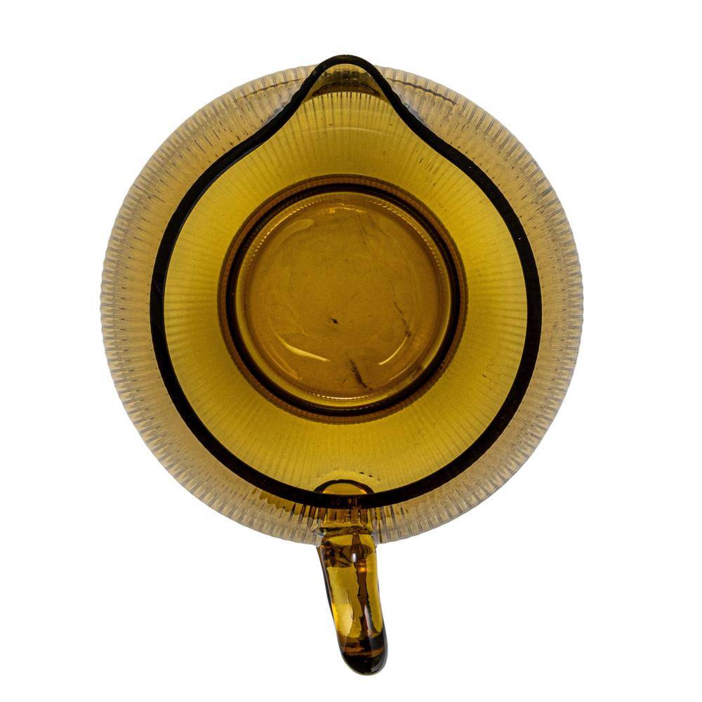 Amber Ribbed Glass Round Pitcher for Serving