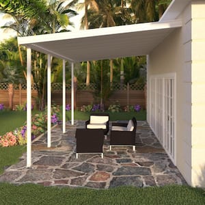 18 ft. x 8 ft. White Aluminum Frame Patio Cover, 4 Posts 30 lbs. Snow Load