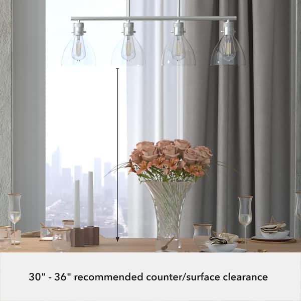Hunter Van Nuys 4-Light Brushed Nickel Island Linear Chandelier