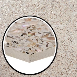 Shoal Hex Cream Pearl 7.87 in. x 9.05 in. Polished Terrazzo Floor and Wall Tile (8.11 sq. ft./Case)