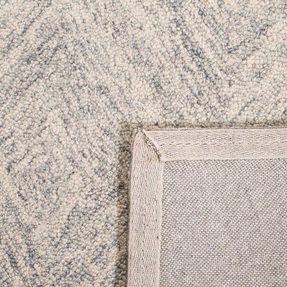 Gray Hand-Tufted Wool and Viscose Geometric Runner Rug