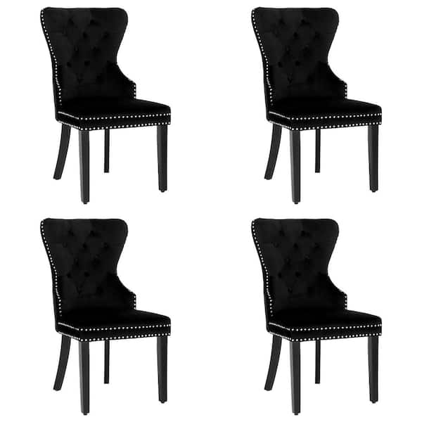 WESTINFURNITURE Brooklyn Black Tufted Velvet Dining Side Chair (Set Of 4)