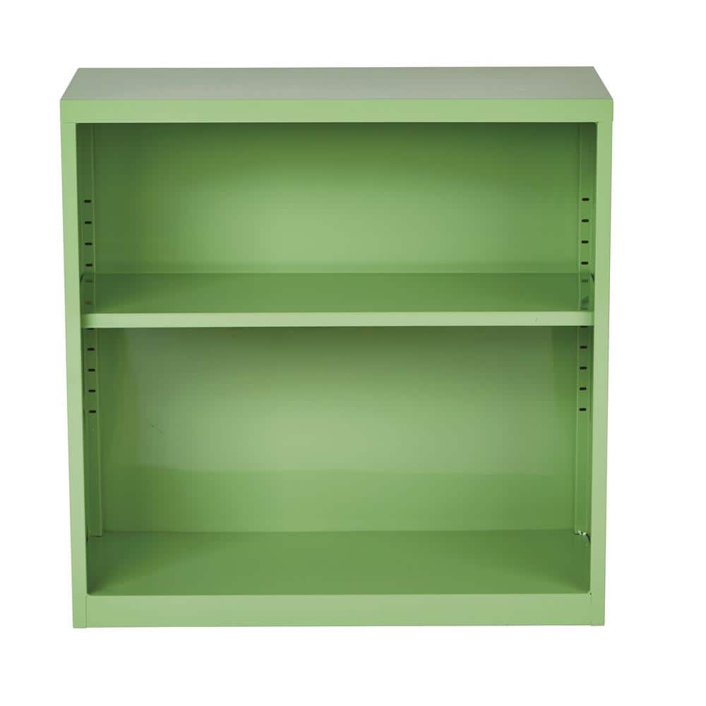 Green Adjustable Metal Bookcase with Shelves