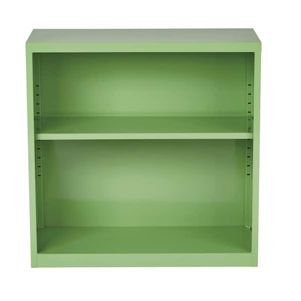 OSP Home Furnishings 28 in. Green Metal 2-shelf Standard Bookcase with Adjustable Shelves