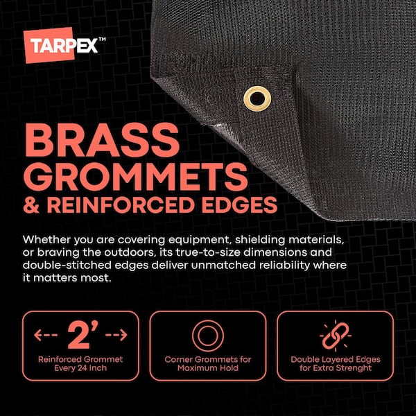 TARPEX Heavy Duty Black Mesh Tarp 8' x 16' Polyethylene